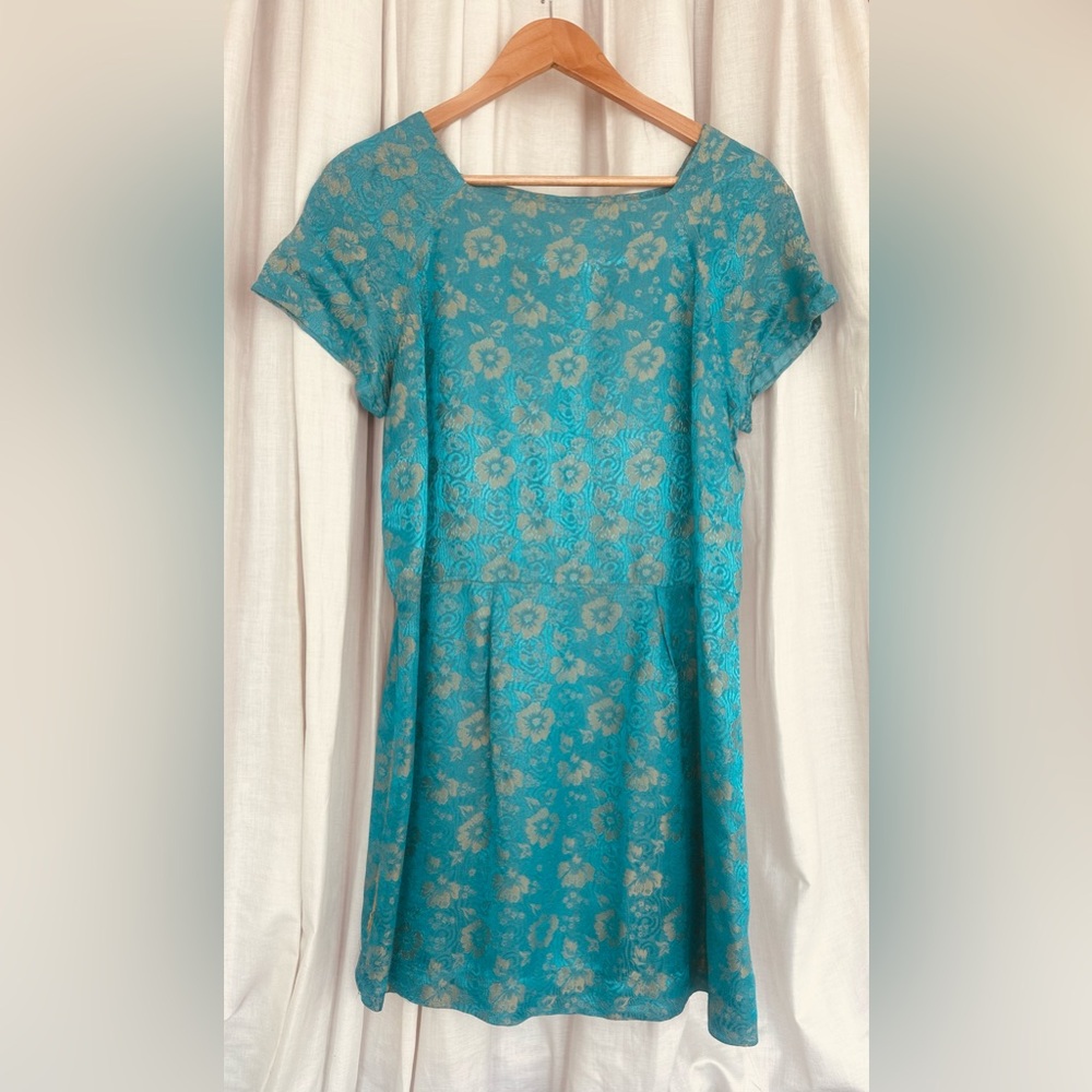 TRUE VINTAGE 1967 Moire Silk Brocade Taffeta Handmade Cocktail Mini-Dress.